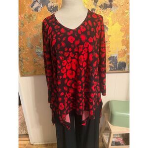 Lior Paris Lagenlook Drip Sides Black/Red Tunic XL